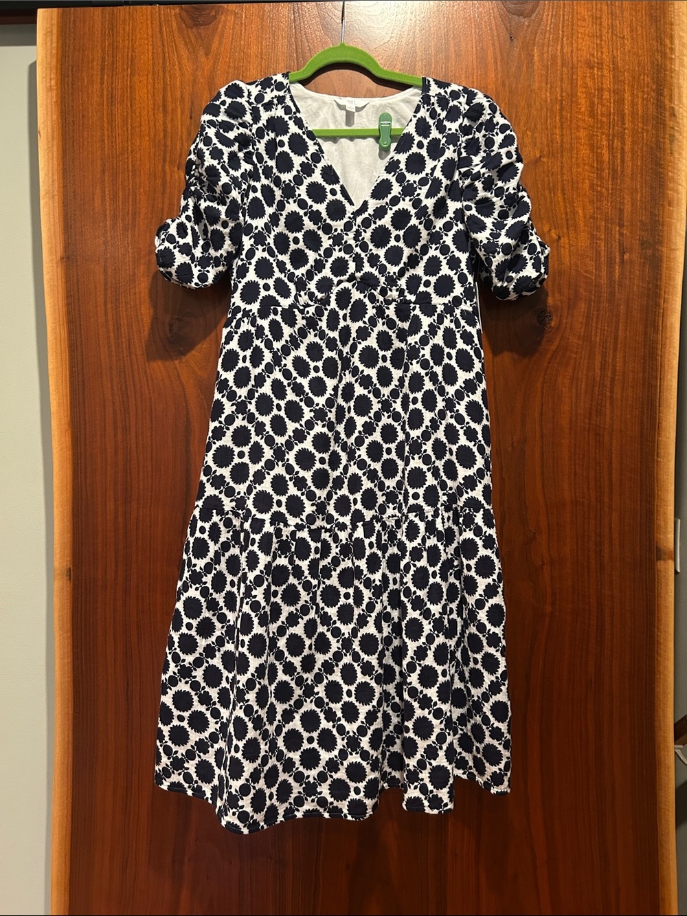 Time and Tru White Dress with Navy Floral Print